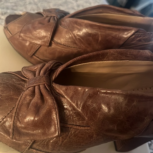 ANTHROPOLOGIE MISS ALBRIGHT Leather Clog Heeled Sandal Bootie Open Toe 8.5B - Picture 4 of 6